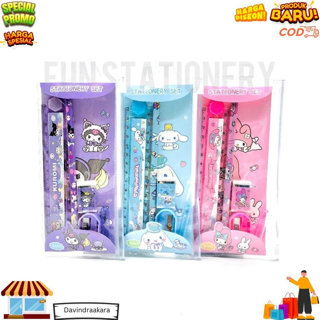 

Study Set + Pouch 3369 Labubu Sanrio / Stationery Set / Set Alat Tulis Cinnamoroll Kuromi D Termurah