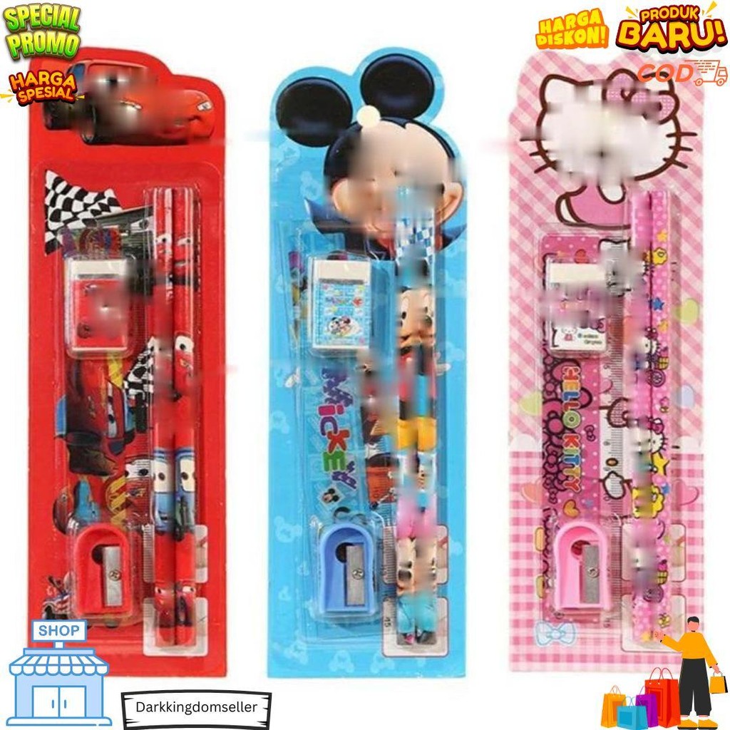

Rd Stationery Set 5 In 1 Alat Tulis Anak Sekolah Penghapus Penggaris Pensil Serutan Karakter Lucu D Sale