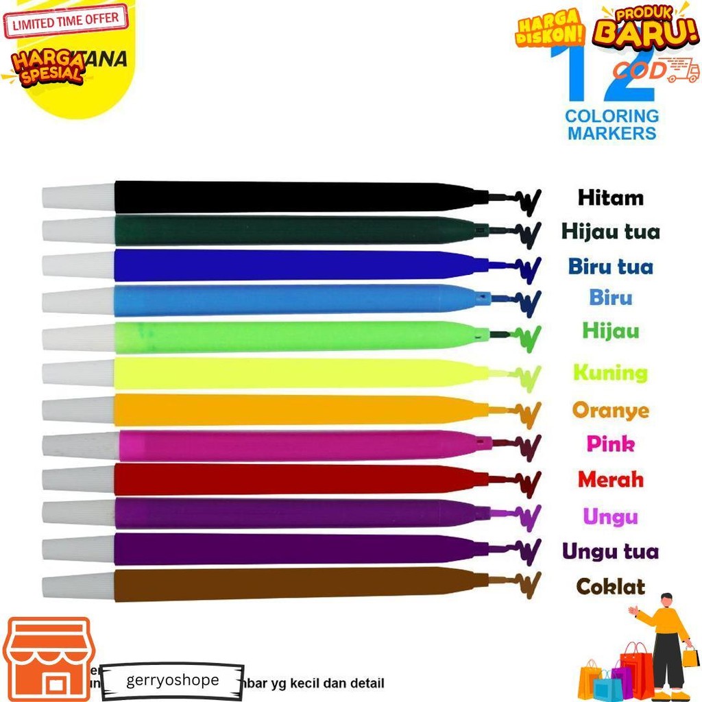 

Montana Spidol Penanda 12 Warna Color Pen Marker Mp-828/Retail D Terlaris