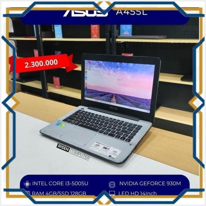 [SLS] LAPTOP SECOND BERKUALITAS ASUS A455L INTEL CORE I3-5005U RAM 4GB SSD 128GB 14INCH NOTEBOOK SEK