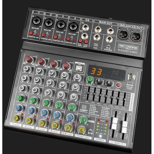 Murah Mixer Recording Tech Elegant - Mixer 6 Channel Podcast Recording