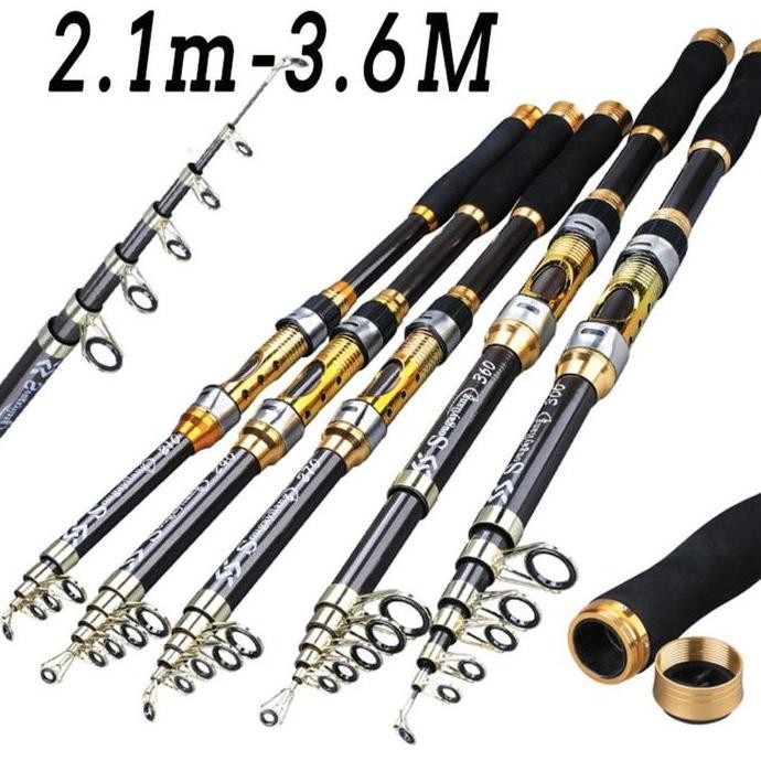 Sougayilang 2.1-3.6m joran pancing 6-8 bagian Serat Karbon joran pancing laut joran teleskopik joran