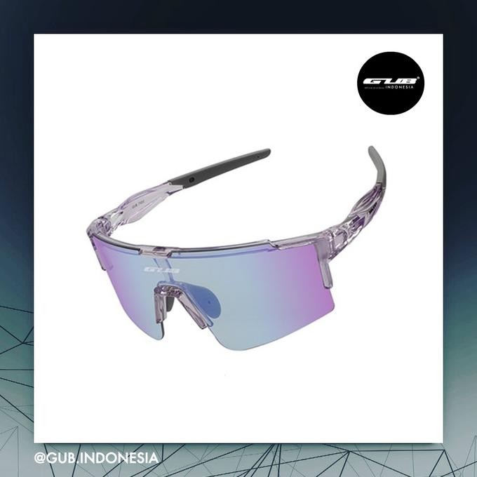 Gub 7500C Transparent Crystal Anti Uv Mirror Photochromic Lens Bike Run Glasses Purple - Kacamata Ol