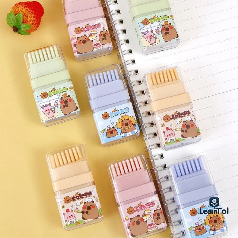 

2Pcs Cartoon Capybara Eraser Kawaii Clean Brush Eraser Creative Pencil Eraser Student Stationery School Office Supplies Gifts YW7A
