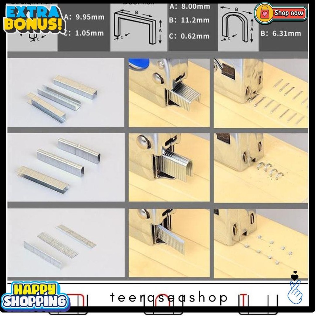 

Staples Gun Tacker Mollar 3 In 1 / Staple Jok Tembak Hekter 3 Way Dapat 3 Jenis Paku/3 In 1 Staples Gun Tacker Mollar Diskon