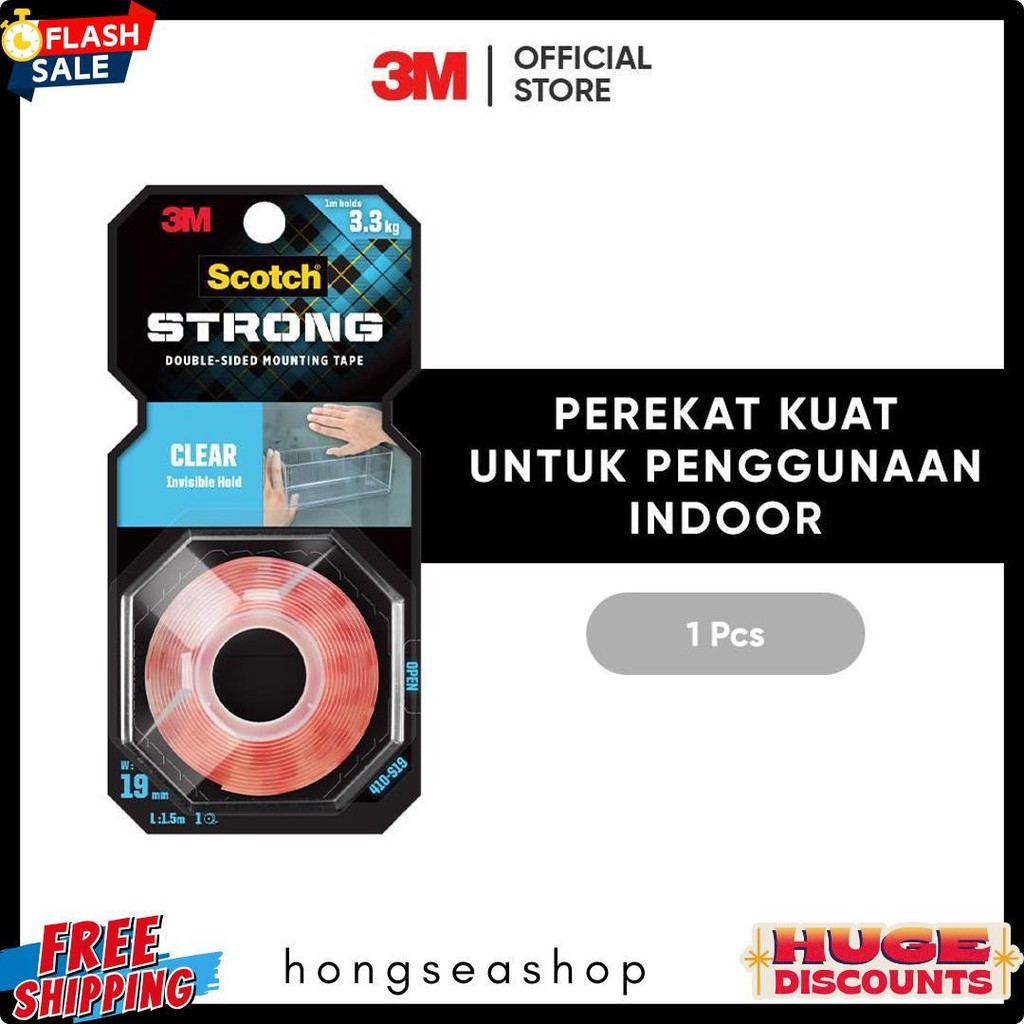 

3M Scotch Double Sided-Mounting Tape, Menahan Hingga 3.3Kg, 1 Pc, Transparan, Untuk Pengunaan Dalam Ruangan Terlaris! Produk Ini Banyak Dicari