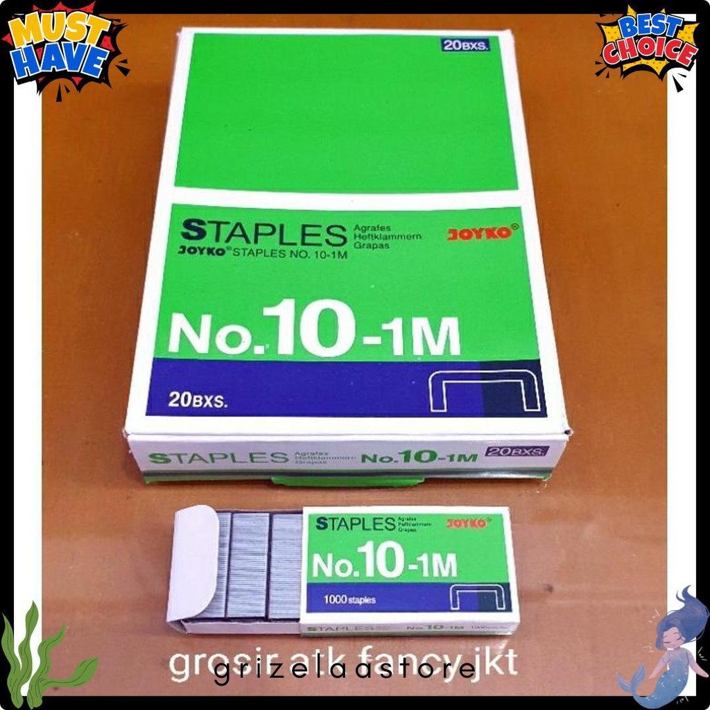 

( 1 Dus = 20 Pak Kecil ) 10-1M Staples Steples Isi Stapler Stepler Neces Joyko No. 10 - 1M Kecil Flash Sale! Diskon Hingga 70%