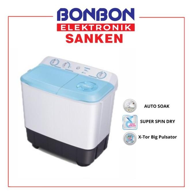 Murah Sanken Mesin Cuci 2 Tabung 7KG TW-9110 BU / TW 9110 / TW-9110BU Non COD