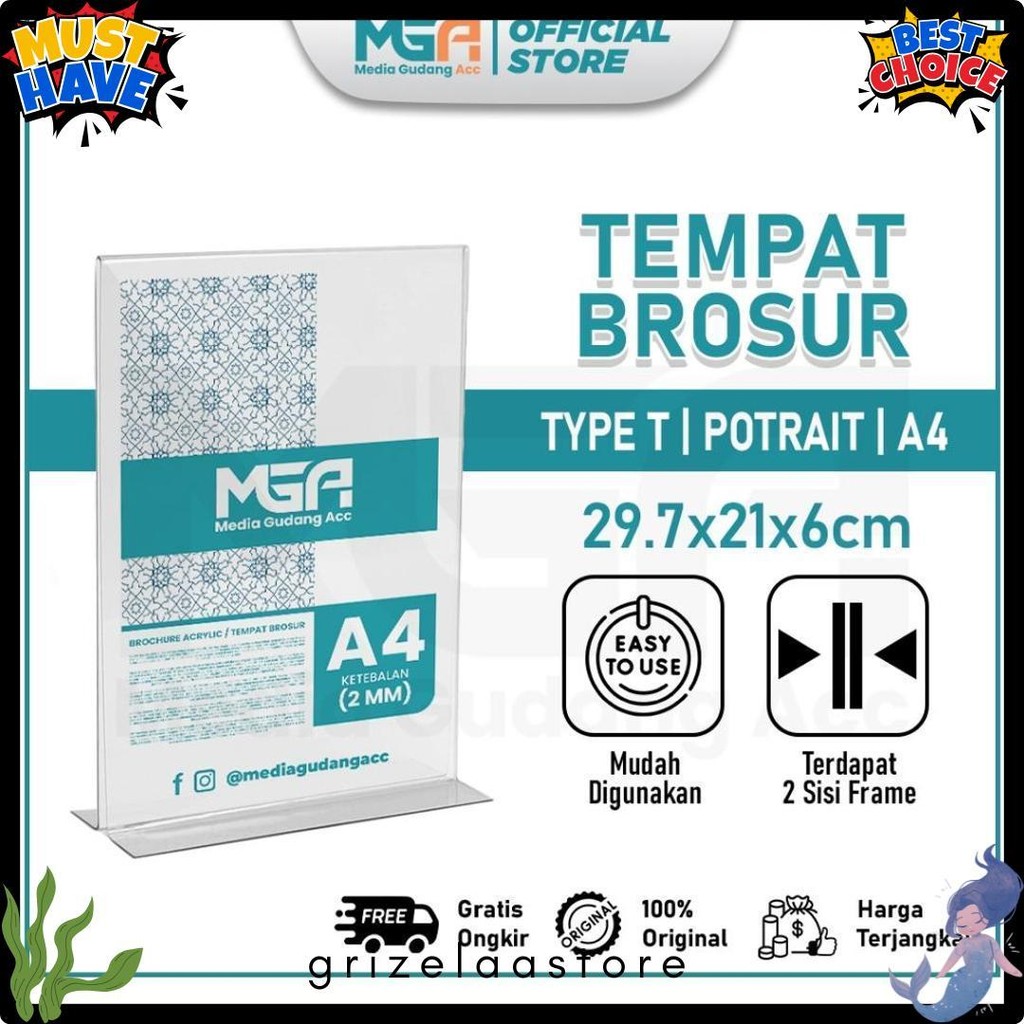 

Tempat Brosur A4 2Mm Portrait 2 Sisi / Tent Holder / Tent Card Stand Akrilik Terlaris! Produk Ini Banyak Dicari
