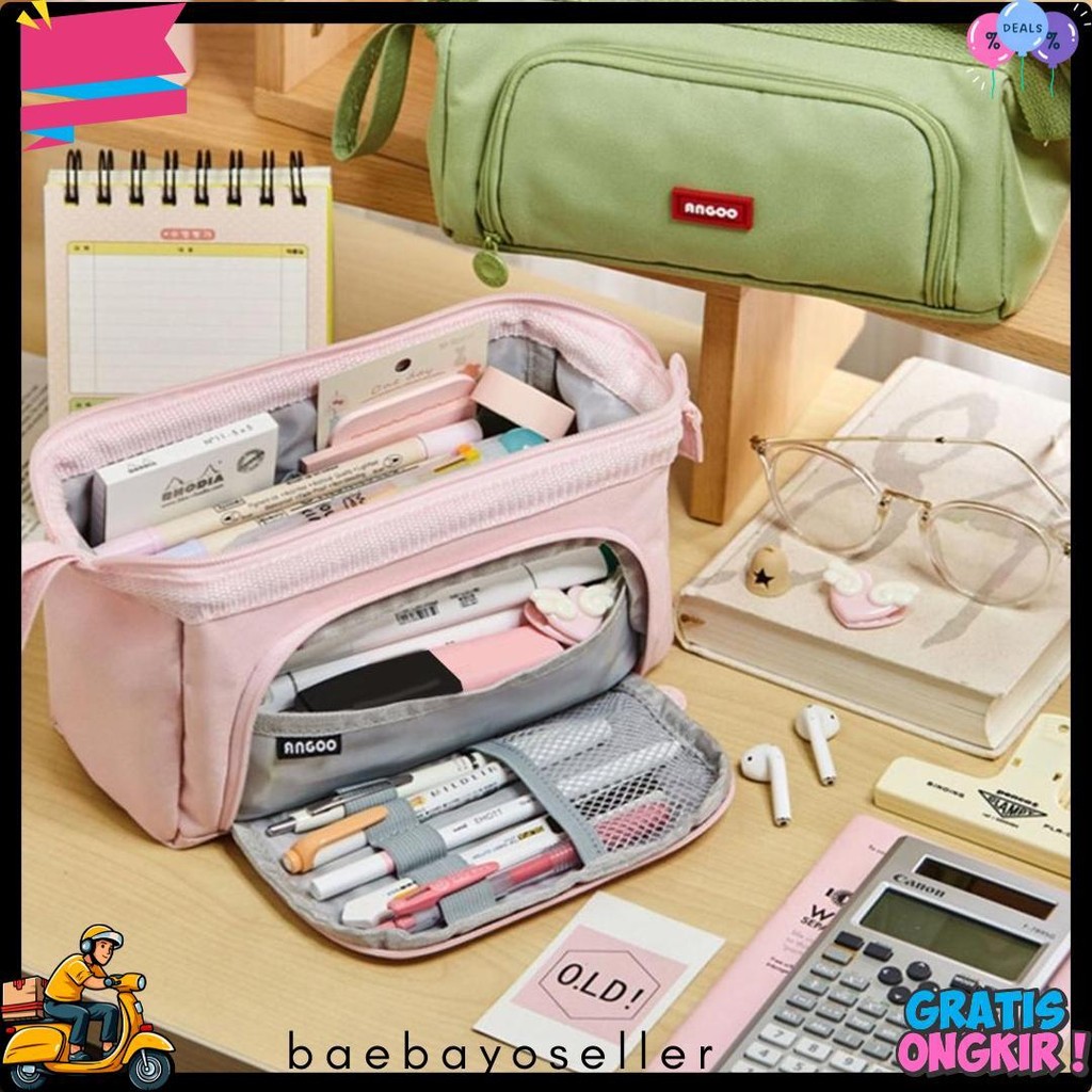 

[Cod] Angoo Super Large Capacity Pencil Case Kawaii Korean Pencil Cases Aesthetic Stationery Office Desk Storage Bag For Girls School Supplies Flash Sale! Diskon Hingga 70%
