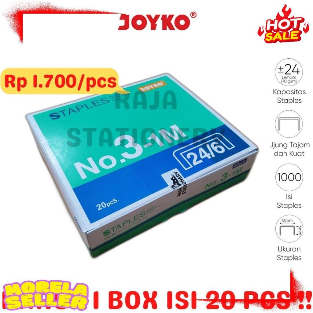 

Joyko Staples No.3 Isi Stepler Besar Hekter Joyko No.3-1M [20Pcs] Diskon