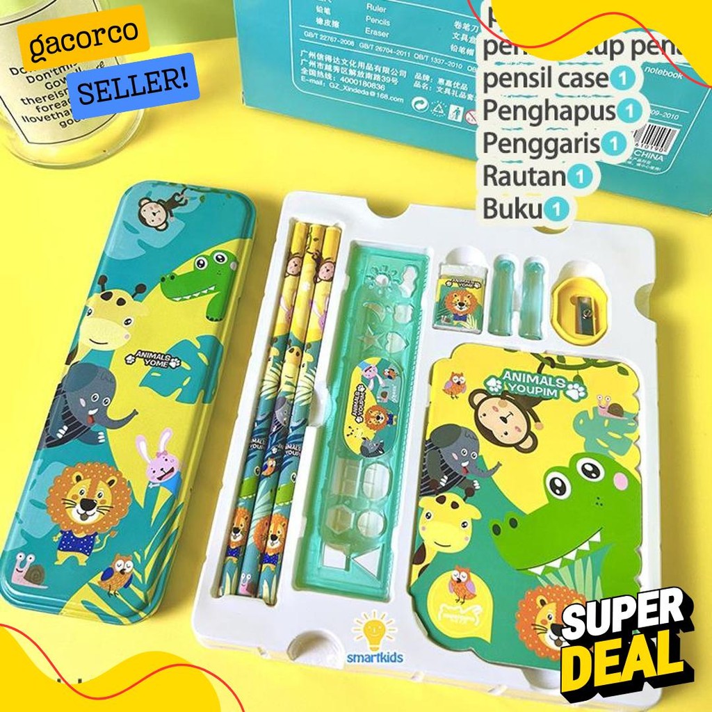 

Alat Tulis Set Paket Komplit 7 In 1 / Stationery Complete Lengkap / Kotak Pensil Anak / Souvenir Hadiah Kado / Sekolah Karakter Kartun Lucu Animal Hewan / Perlengkapan Tulis / Tempat Pensil Flash Sale! Diskon Hingga 70%