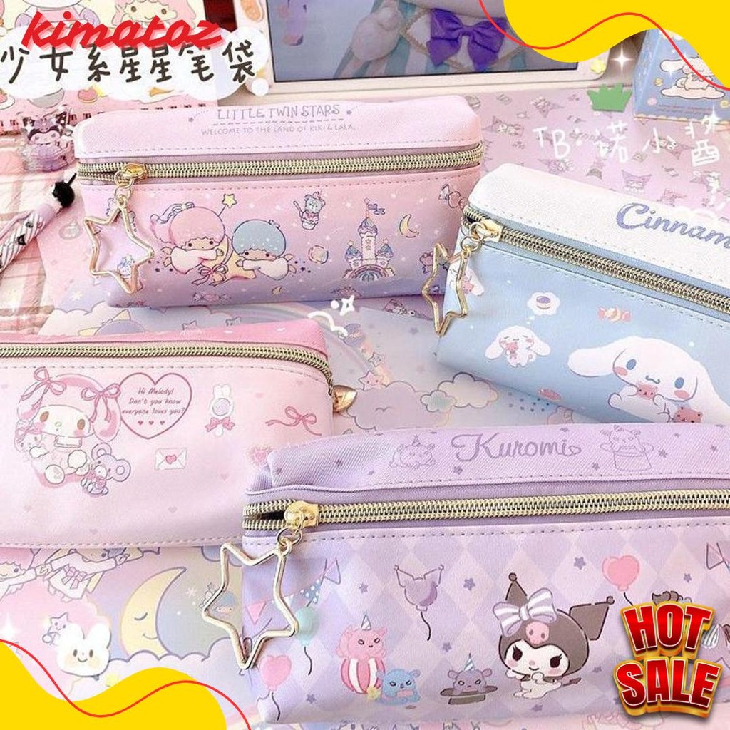 

Tempat Pensil Terbaru 2 Sisi / Kotak Pensil Sanrio Terbaru /Pencil Case Cinnamoroll Kueomi Melody 2 Sekat Diskon