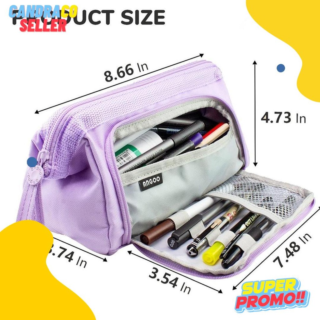 

[Cod] Angoo Super Large Capacity Pencil Case Kawaii Korean Pencil Cases Aesthetic Stationery Office Desk Storage Bag For Girls School Supplies Flash Sale! Diskon Hingga 70%
