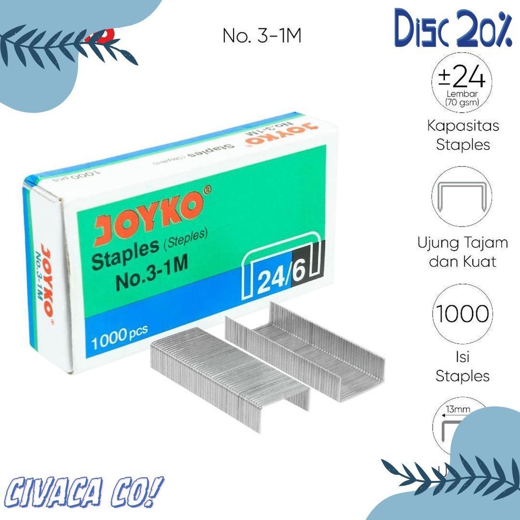 

Joyko Staples No.3 Isi Stepler Besar Hekter Joyko No.3-1M [20Pcs] Terlengkap Dan Termurah