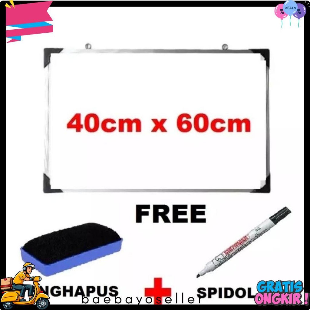 

Papan Tulis Whiteboard 40 X 60 Cm Gratis Spidol Dan Penghapus List Alumunium Terlaris Diskon