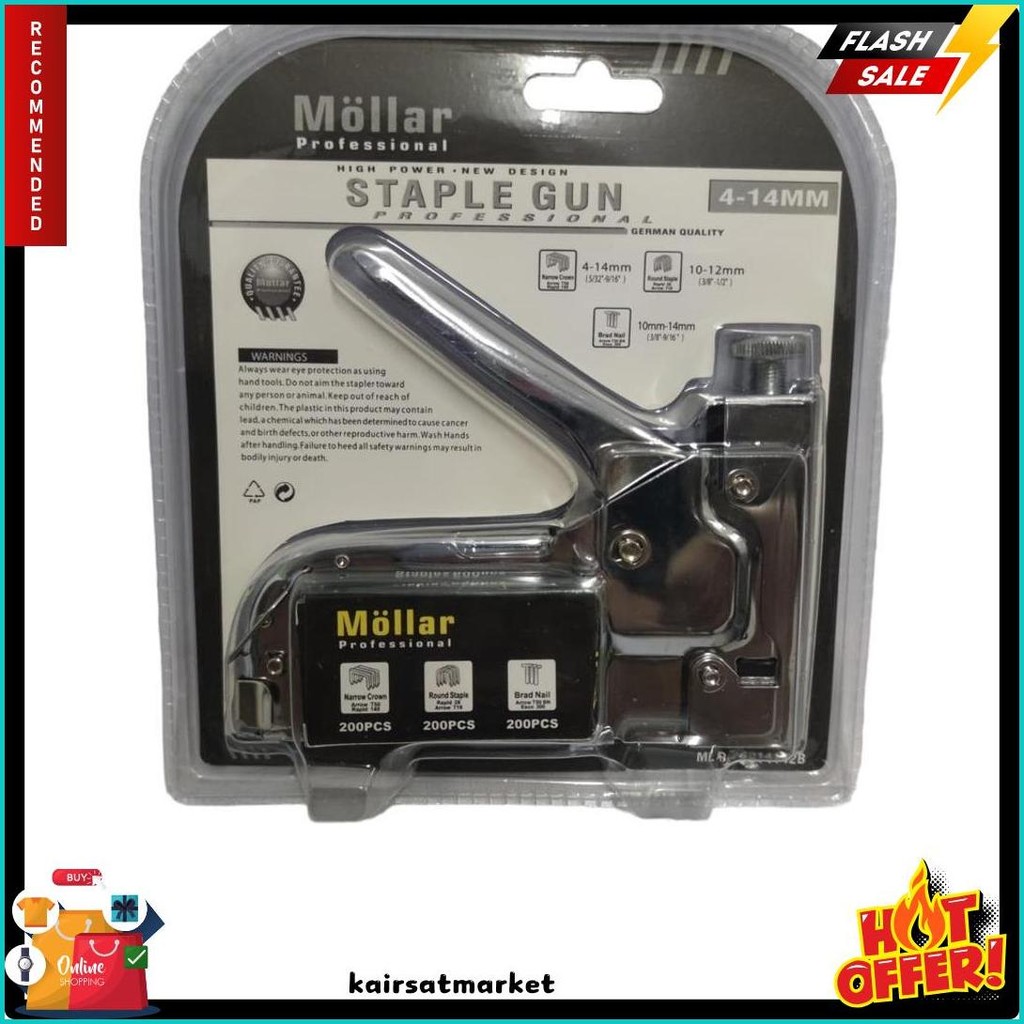

Gun Tacker Alat Staples Dan Paku Tembak 3In1 / Staple Gun Mollar 4-14Mm / Stapler Tembak Manual Diskon