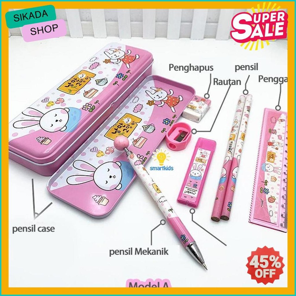 

Alat Tulis Set Paket Komplit 7 In 1 / Stationery Complete Lengkap / Kotak Pensil Anak / Souvenir Hadiah Kado / Sekolah Karakter Kartun Lucu Animal Hewan / Perlengkapan Tulis / Tempat Pensil Diskon