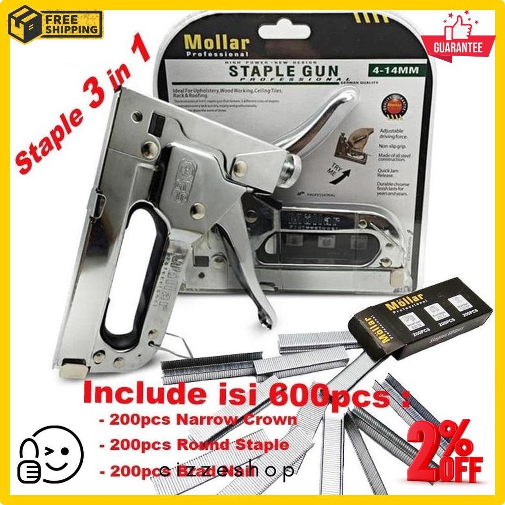 

Gun Tacker Alat Staples Dan Paku Tembak 3In1 / Staple Gun Mollar 4-14Mm / Stapler Tembak Manual Terlaris! Produk Ini Banyak Dicari