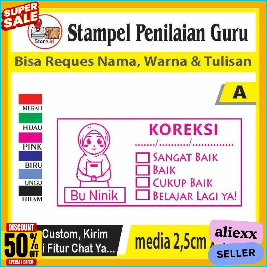 

Stempel Penilaian/Ganti Nama, Gambar Dan Warna/Cap Guru/Stampelbuguru Flash Sale! Diskon Hingga 70%
