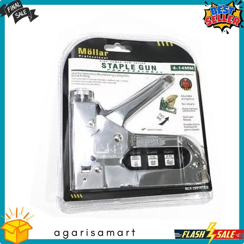 

Gun Tacker Alat Staples Dan Paku Tembak 3In1 / Staple Gun Mollar 4-14Mm / Stapler Tembak Manual Diskon