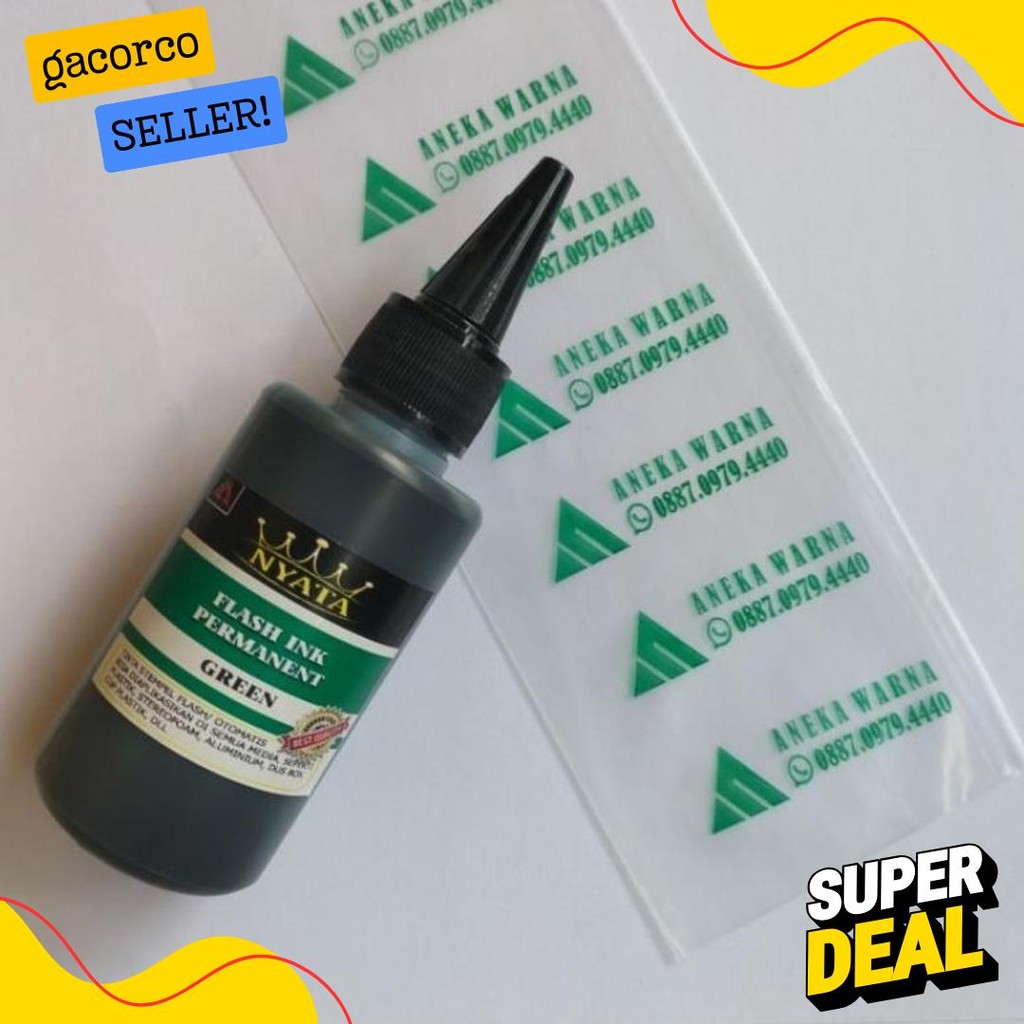 

Tinta Permanent Untuk Stempel Flash Otomatis, Media Plastik ,Isi 100 Ml Terlengkap Dan Termurah