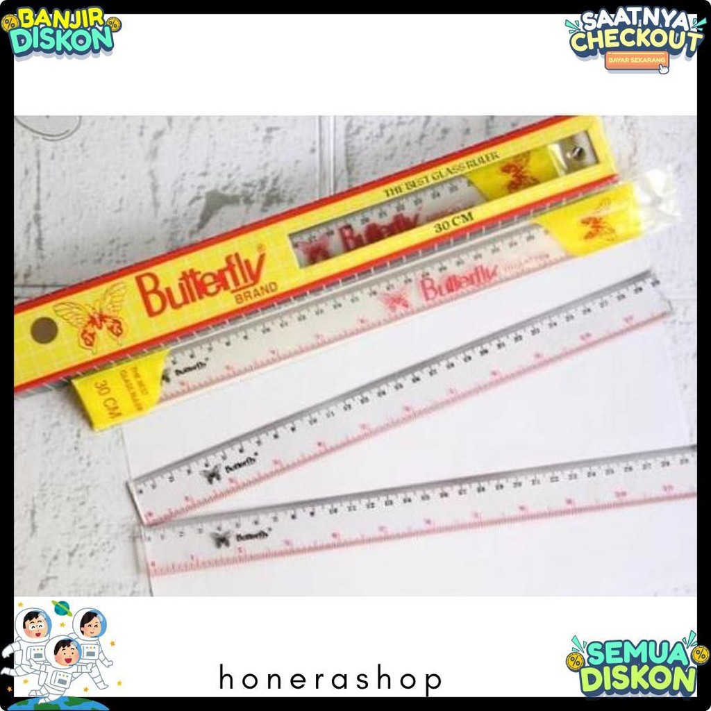 

Penggaris Butterfly 30Cm / Mistar Plastik Butterfly (12Pcs) Diskon