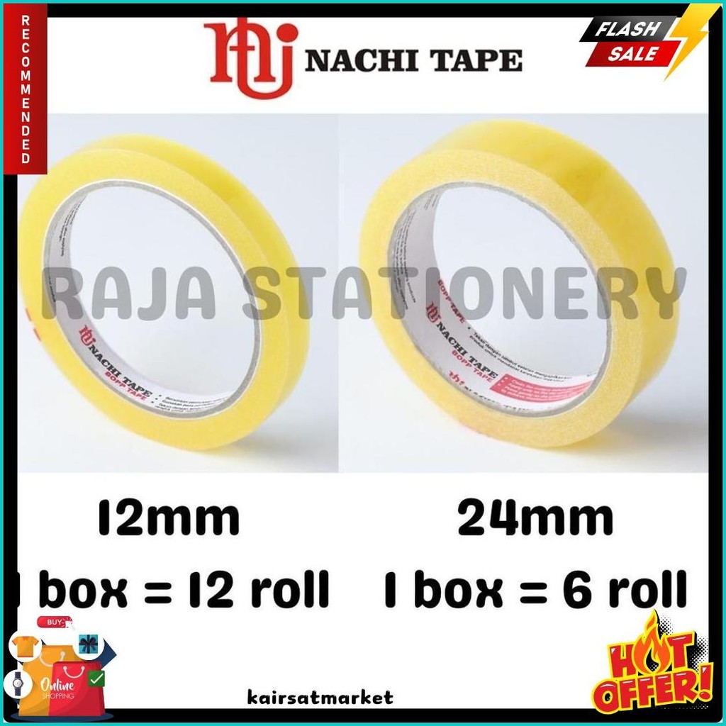 

Nachi Stationery Tape 12Mm 24Mm Selotip Solatip Lakban Solasi Isolasi Nachi [1 Box] Diskon