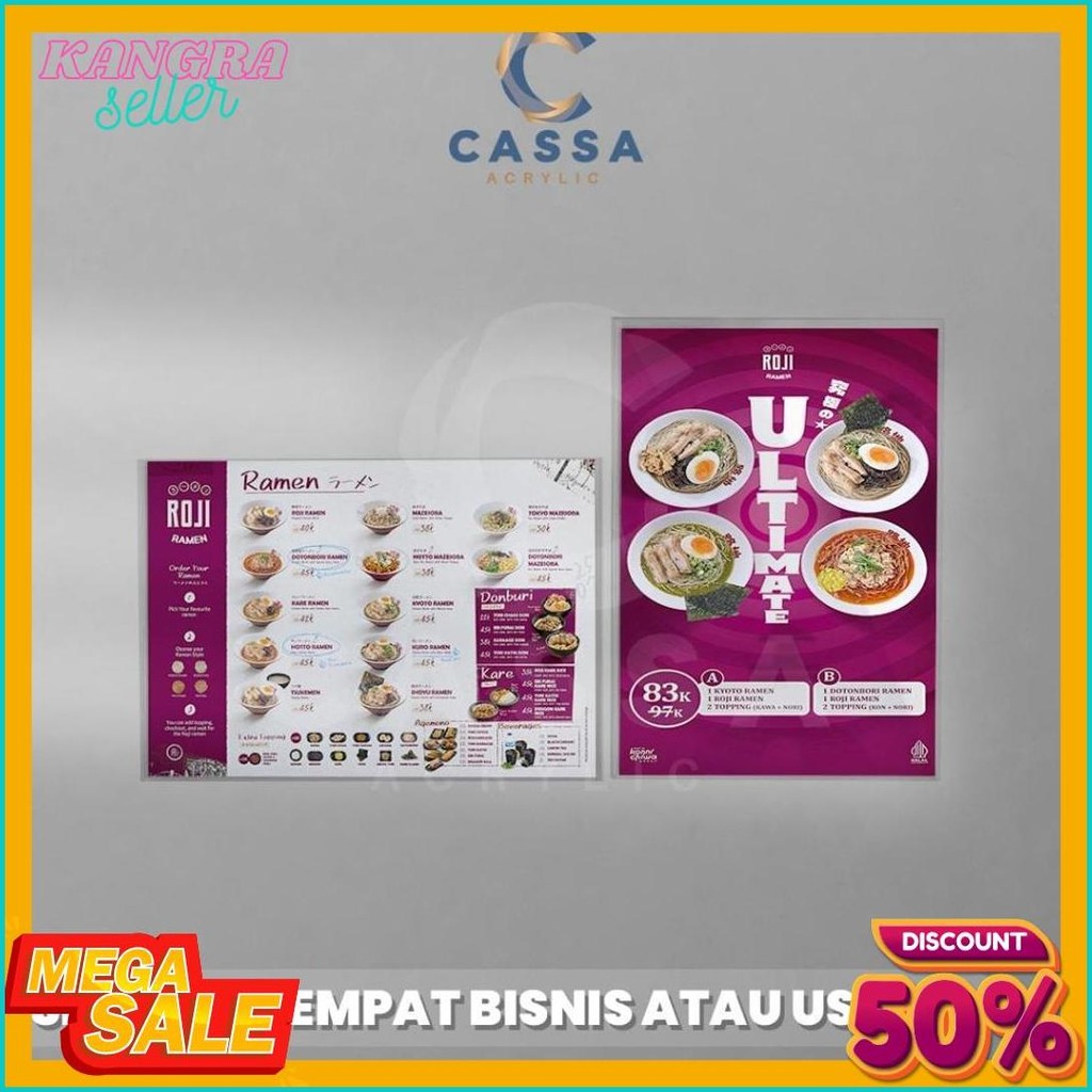 

Tempat Brosur Tempel / Sign Holder Acrylic / Akrilik Dinding A2 Diskon Setengah Harga