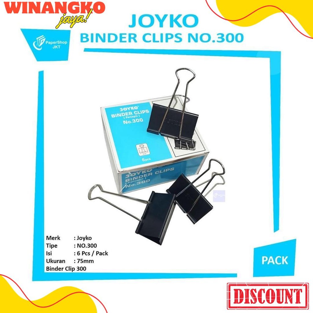 

Joyko - Binder Clip No.300 - Penjepit Kertas - Pack Diskon