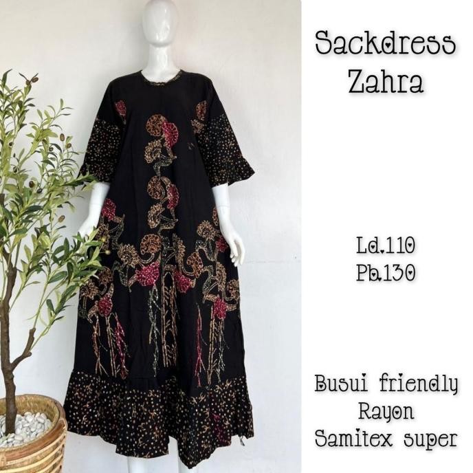Zahra sekdress batik multicolor ld 110 pb 130 daster busui rayon adem