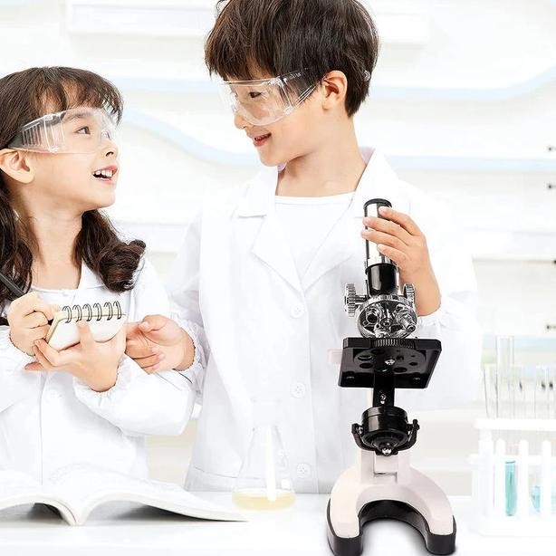 

'+'+'+'+] mikroskop monokuler LED biologi siswa SMP SMA microscope edukasi perbesaran 300X 600X 1200X mikroskop praktikum biologi fisika