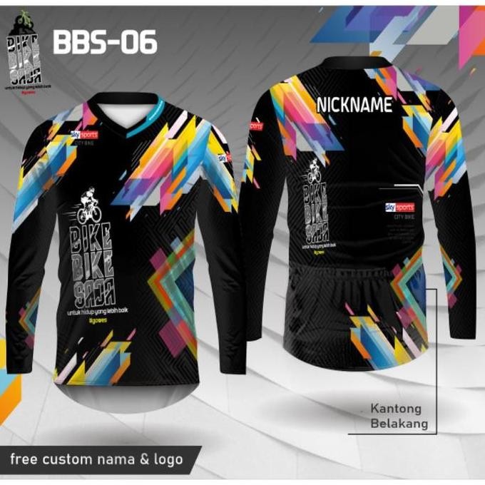 Jersey Sepeda Baju Sepeda Kantong Belakang Kaos Gowess Lengan Panjang Co