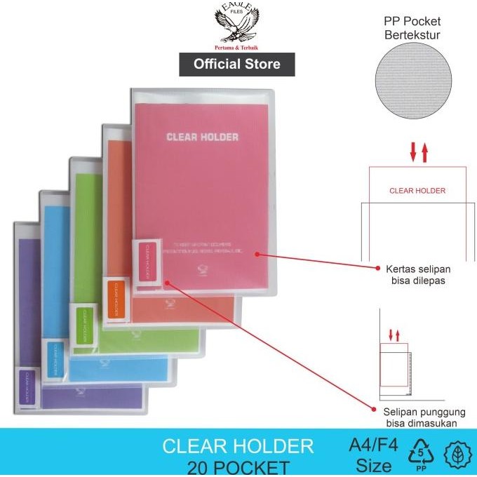 

EAGLE Clear Holder Document Keeper Display Book A4 / F4 20 Pocket