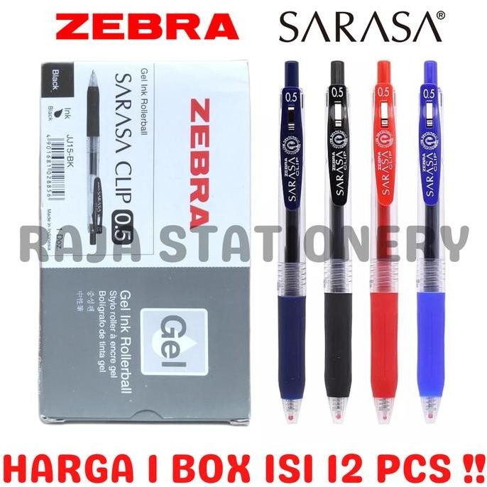 

TERBARU - PEN SARASA HITAM BIRU MERAH HIJAU CLICKER CETEK BLACK BLUE RED GREEN 0.5 0.7 ZEBRA PULPEN LUSIN BOX [12PCS]