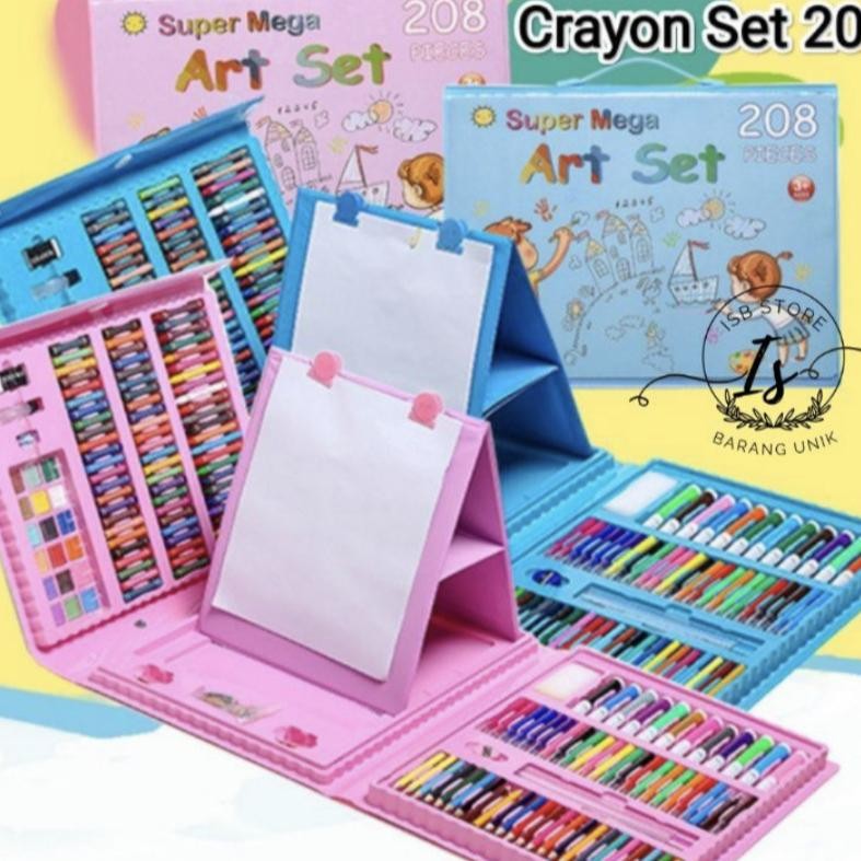 

Crayon Anak Pengasah 208Pcs Set Alat Menggambar Melukis Anak-Anak Crayon Cat Air Pensil