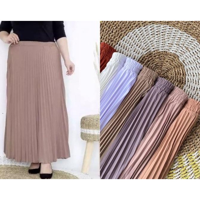 Diskon Xxxl Rok Plisket Premium Jumbo Panjang / Rok Plisket Payung Jumbo