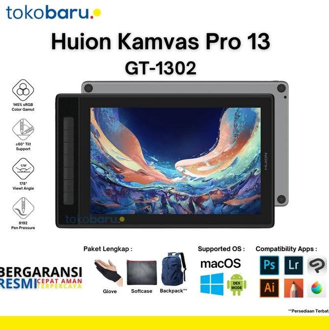 Huion Kamvas Pro 13 2.5K Qhd Graphics Monitor Drawing Tablet New Stok