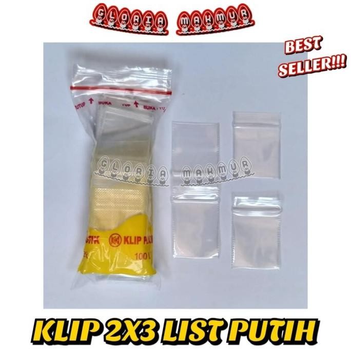 (Good) Plastik Klip 2x3 LIST PUTIH isi 1000 lembar