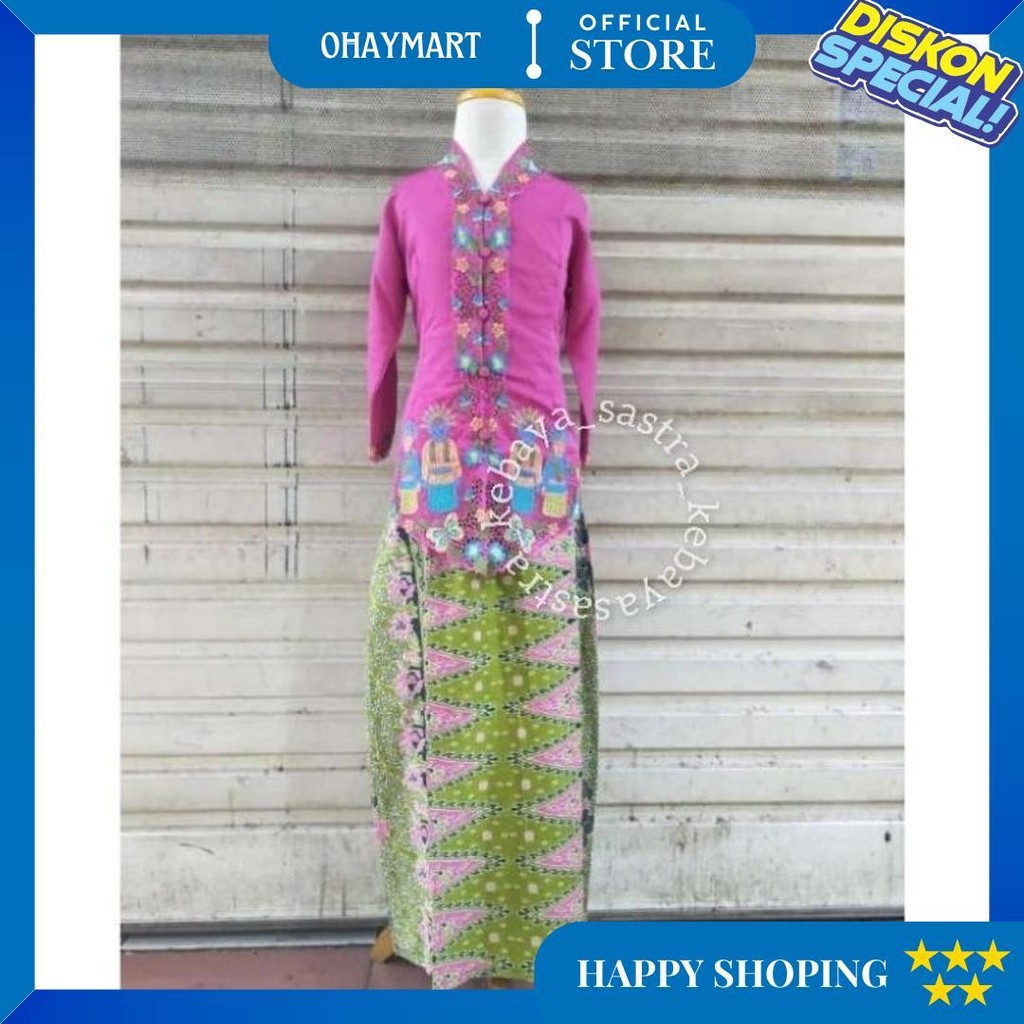Setelan Kebaya Encim Anak Perempuan Motif Ondel-Ondel - Encim Anak Betawi Bahan Katun Adem - Encim A