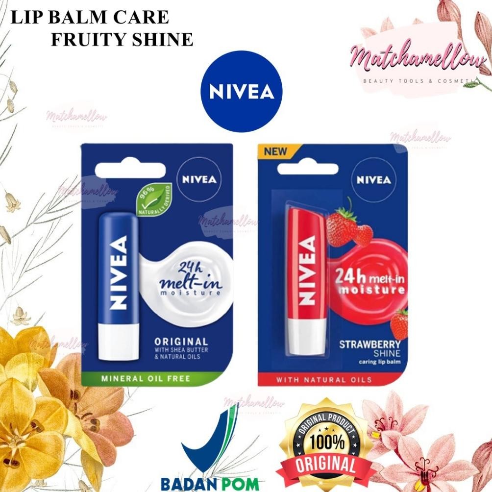 fth-56 ???MATCHA??? NIVEA LIP BALM | LIP CARE | FRUITY SHINE WITH NATURAL OILS Termurah