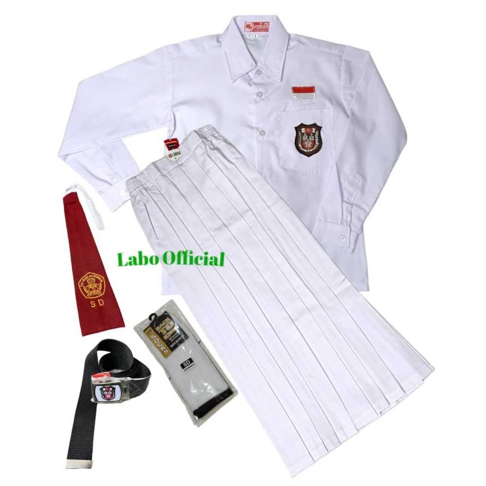 Seragam Sekolah Sd Putih-Putih Perempuan Lengan Panjang Rok Putih/Setelan Sekolah Sd Putih Perempuan