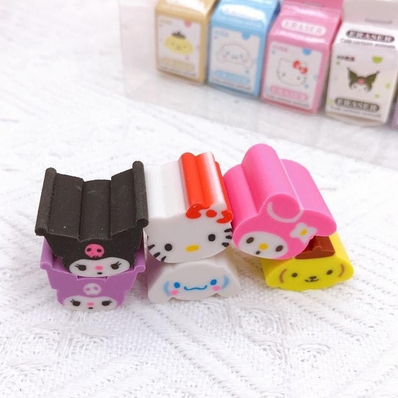 

gq-68 MILK BOX ERASER CUTE CHARACTER HEAD alat tulis penghapus lucu Premium
