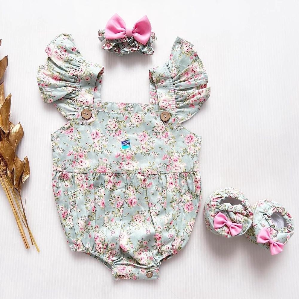 R Jumper Suit Jumper Bandana Sepatu Pakaian Konveksi Baju Anak Bayi Perempuan Cewek Murah Lucu Babee