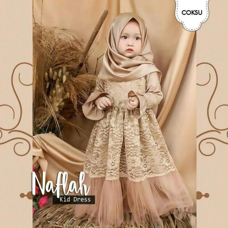 Baju Gamis Anak Pakaian Anak Set Syari Free Jilbab Gamis Lebaran Anak Perempuan Umur 3-5 Tahun Dress