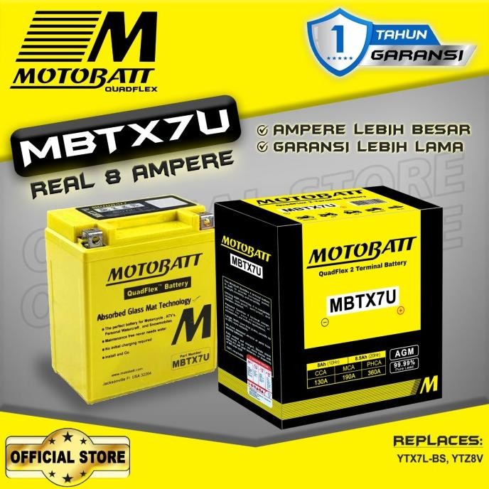 Motobatt Quadflex MBTX7U - 8Ah (Garansi 1 Tahun)
