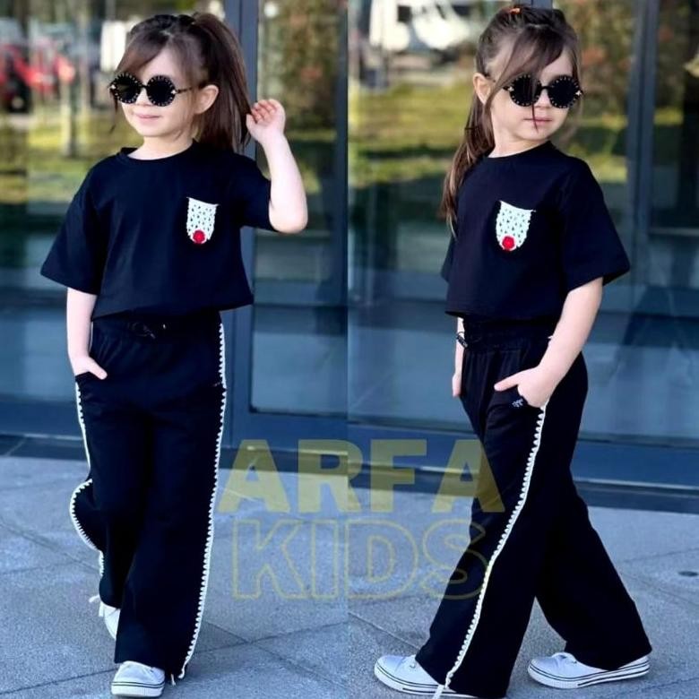 Setelan Anak Perempuan Crop Renda 1-6Tahun