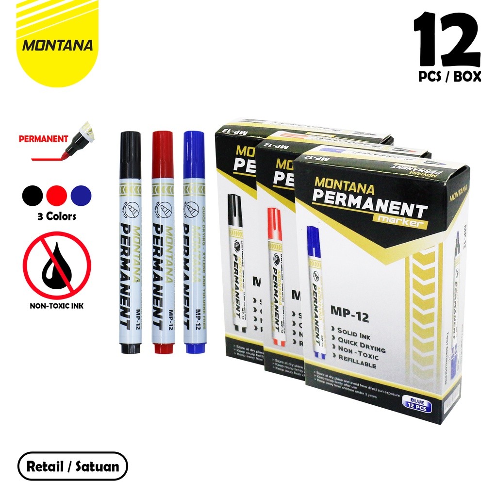 

MONTANA Spidol Permanen Round Tip Permanent Marker MP-12 Retail