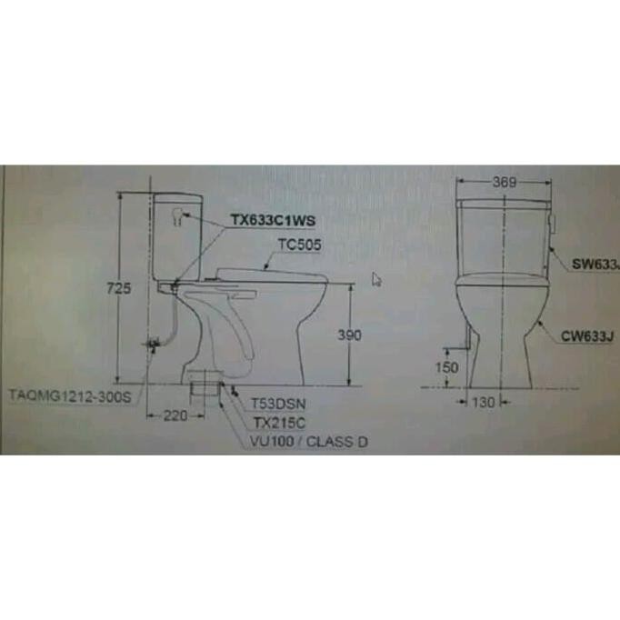CLOSET / KLOSET / TOILET DUDUK TOTO CW633J SW633JP CW 633 J SW 633 JP