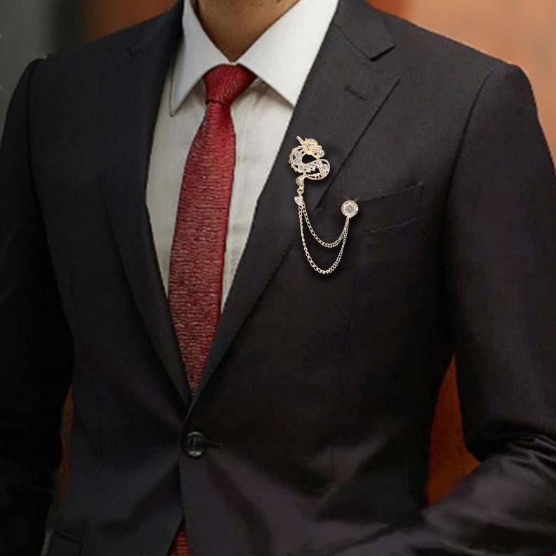 Super Sale Lapel Pin Bros Jas Dragon Brooch Bros Pin Rantai Jas Lapel Pin Rantai Pin Jas Pria Wanita